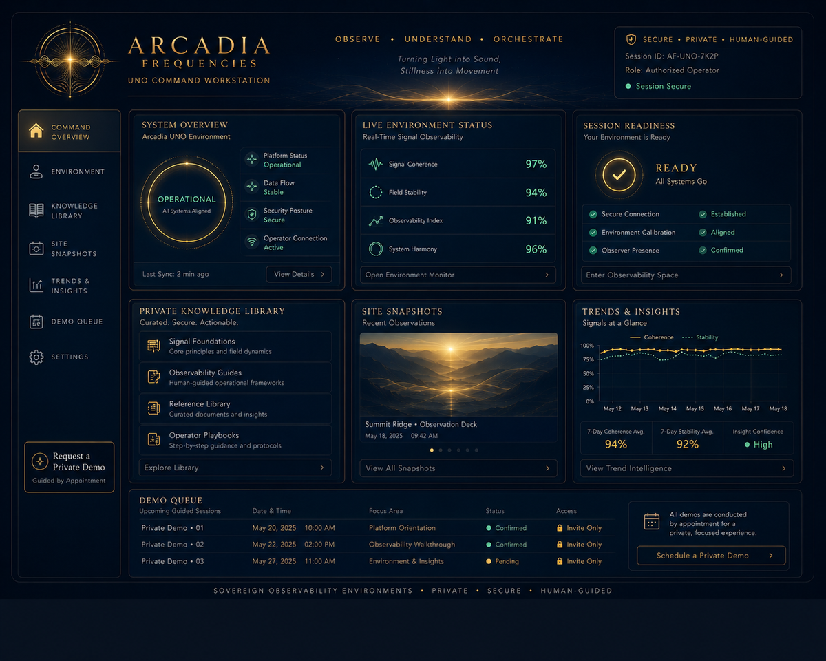 UNO Command Station workstation concept screen by Arcadia Frequencies